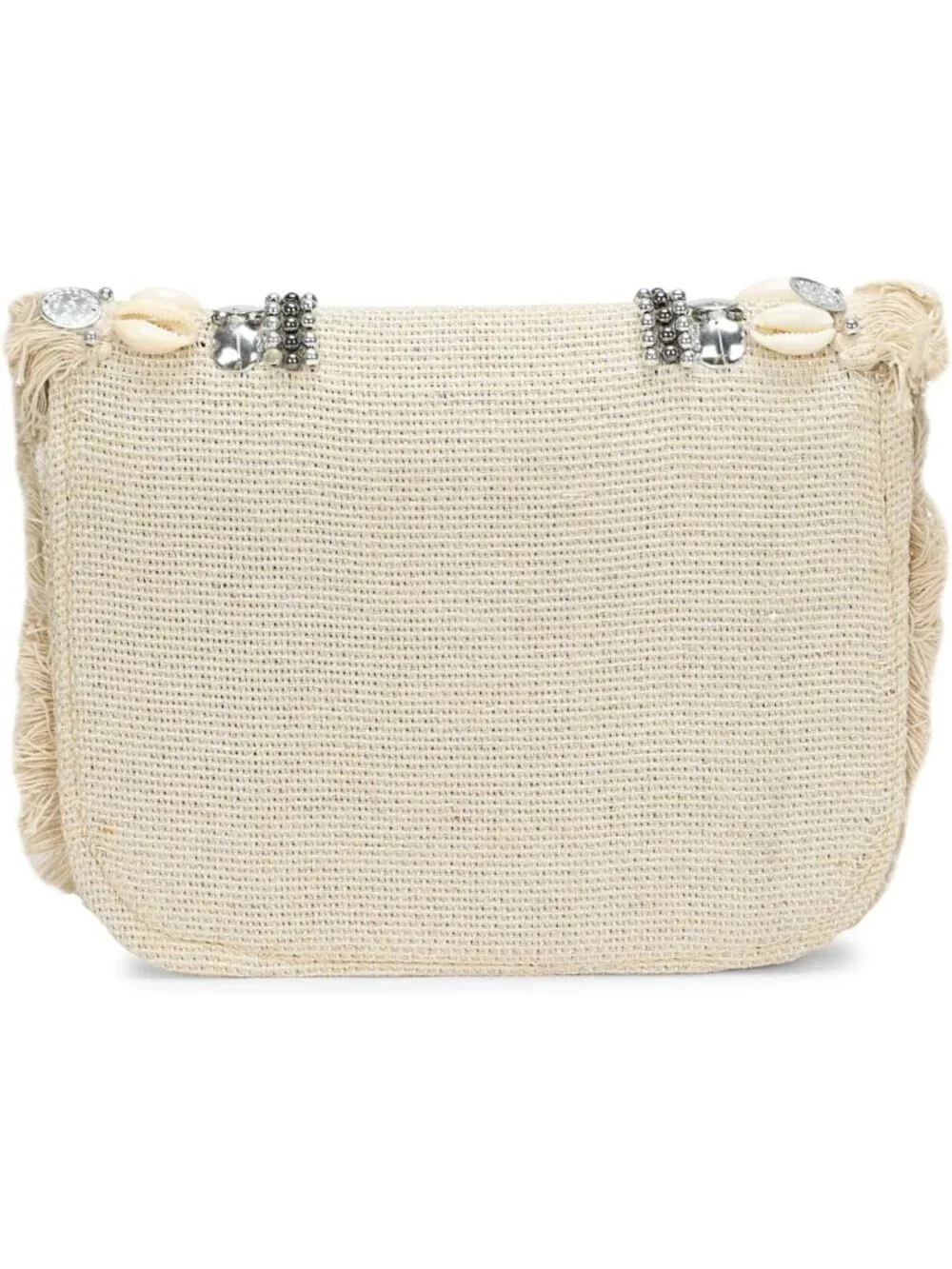 Chic Woven Clutch with Shell & Coin Details, Stylish Chain Strap Crossbody Bag